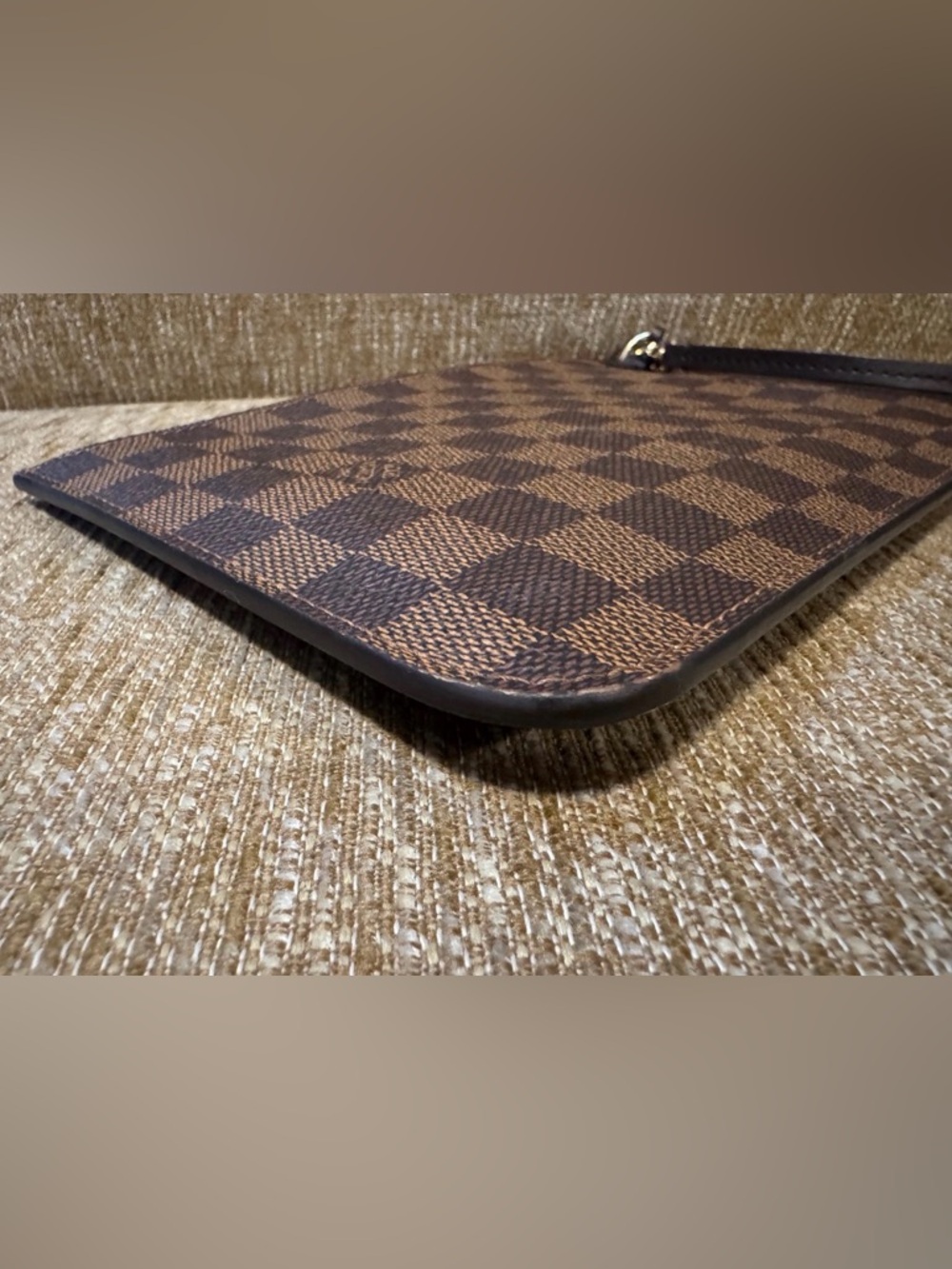 ⭐️ Authentic LV Louis Vuitton Damier Ebene  Neverfull Pouchette Wristlet ⭐️ - Picture 10 of 12